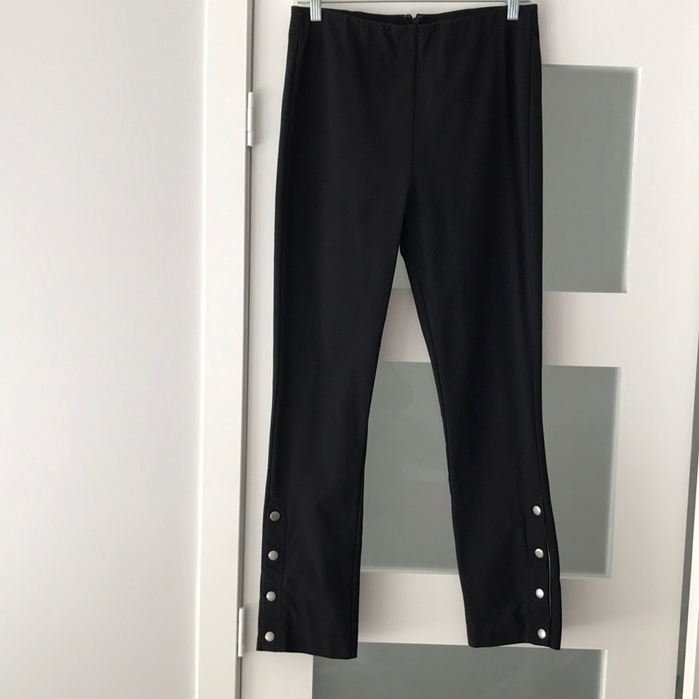 rag & bone Black Cropped Snap-Button Ankle Pants